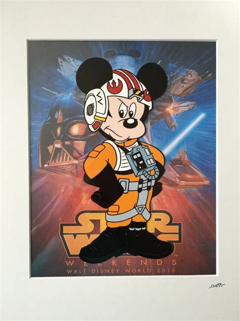 Disney Star Wars Mickey Mouse X Wing Pilot Hand Drawn Etsy