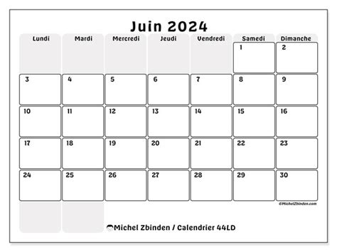 Calendrier Juin 2024 44ld Michel Zbinden Fr