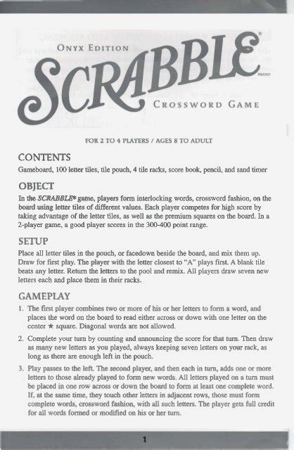 Scrabble Onyx Instructions Hasbro