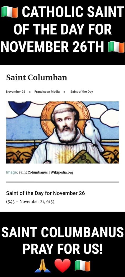 Catholic Saint Of The Day For November Th Saint Columban Franciesan