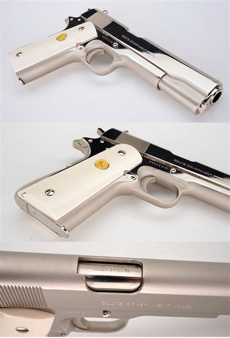 Colt Government Model Mk Iv Series 70 Nickel Finish Ivory Grips 45 Acp