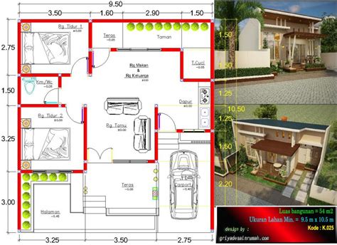 Seputar info rumah terkini terbaru pdf document : Gambar-Denah-Rumah-1-Lantai-Type-54-Ukuran-Lahan-9.5x-10.5 ...