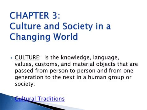 Ppt Chapter 3 Culture And Society In A Changing World Powerpoint