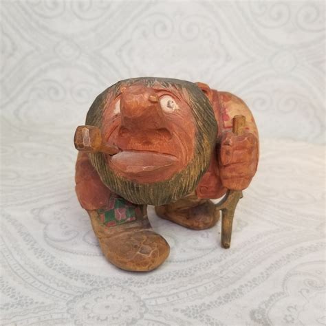 Rare Vintage Anton Sveen Hand Carved Wooden Troll Figurines Etsy