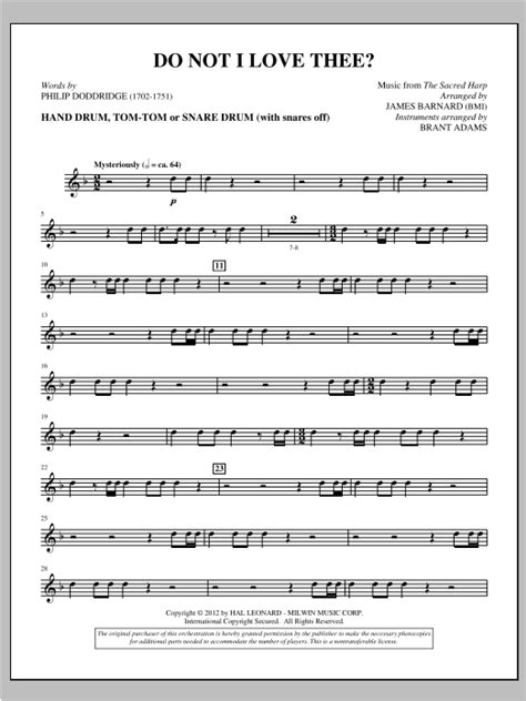 Do Not I Love Thee Percussion 1 And 2 Sheet Music James Barnard
