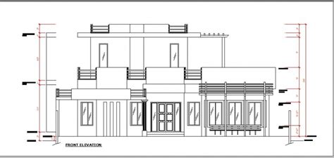Residential Villa Front Elevation Cad Drawing Details Dwg File Cadbull