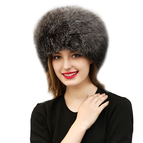 Russian Winter Women Hat Fox Hair Ear Protect Hat With Fur Ball Warm