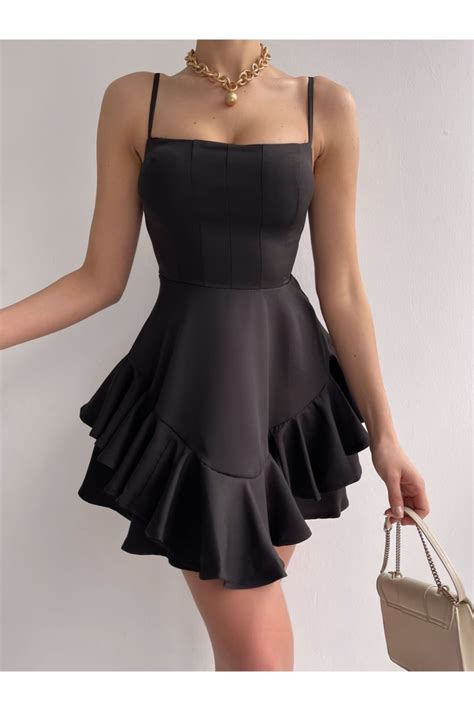 Dilaragul Moda Kad N Prenses Model Mini Elbise Siyah S Fiyat