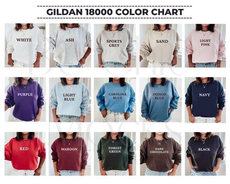Gildan 18000 Color Chart Gildan 18000 Color Swatch Swatch Etsy Uk