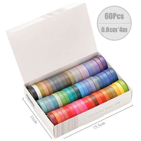 60 Pcs Washi Tape Set Basic Solid Color Washi Tape Rainbow Etsy