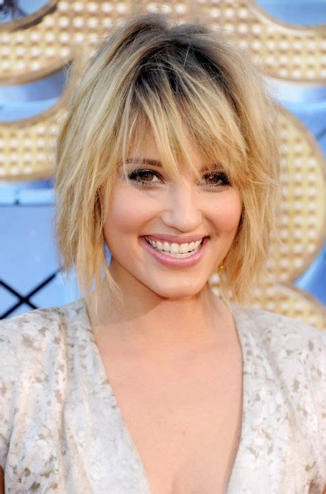 sexy tousled layered bob hairstyle with dark roots dianna agron haircut hairstyles weekly