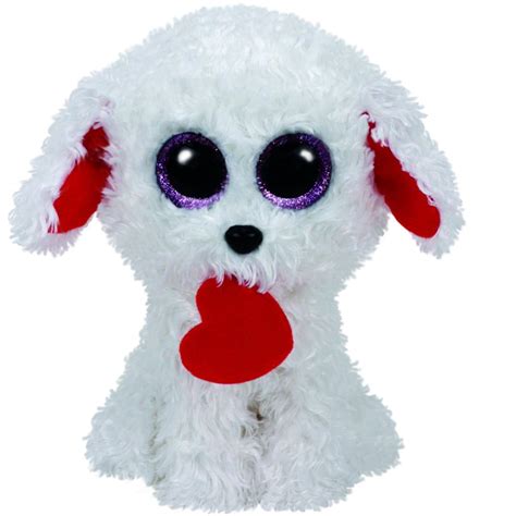 Ty Beanie Boos Honey Bun The Dog With Red Heart Valentines Glitter
