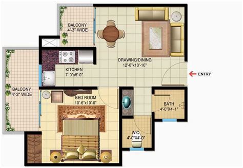 1 Bhk Small House Layouts