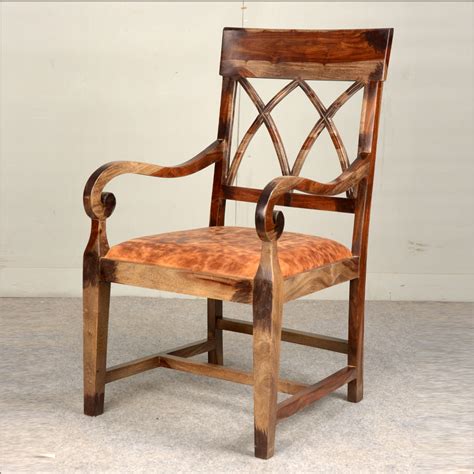 Choose among rustic, wooden and handmade chair sets to create a unique dining space. Rustic Solid Wood & Leather Upholstered Arm Dining Chair ...