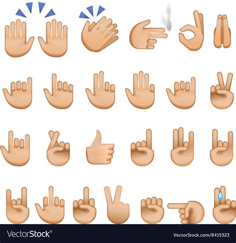 Set Of Hands Icons And Symbols Emoji Royalty Free Vector