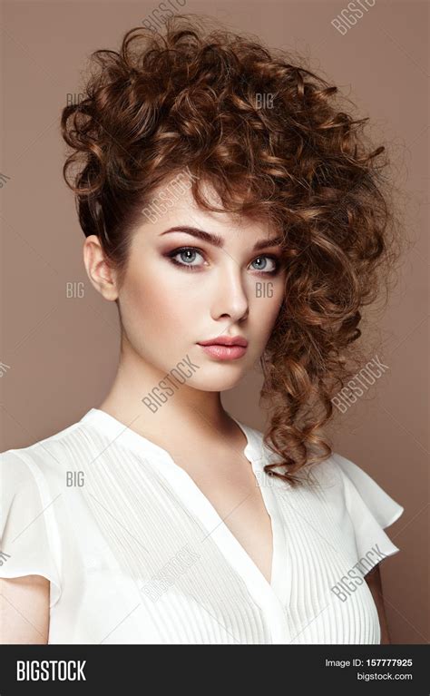 brunette woman curly image and photo free trial bigstock