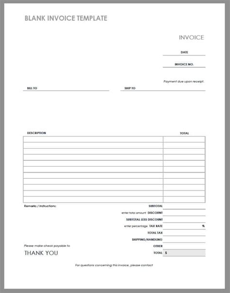 Free Printable Invoices Template Blank Printable Templates Free