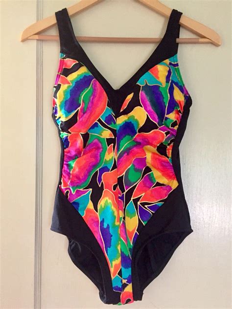 Vintage Swimsuit Womens One Piece Bathing Suit 1980s Swimwear Etsy Swimwear Sporty Swimwear