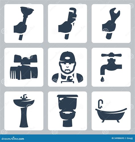 Vector Plumbing Icons Set Royalty Free Stock Photo Image