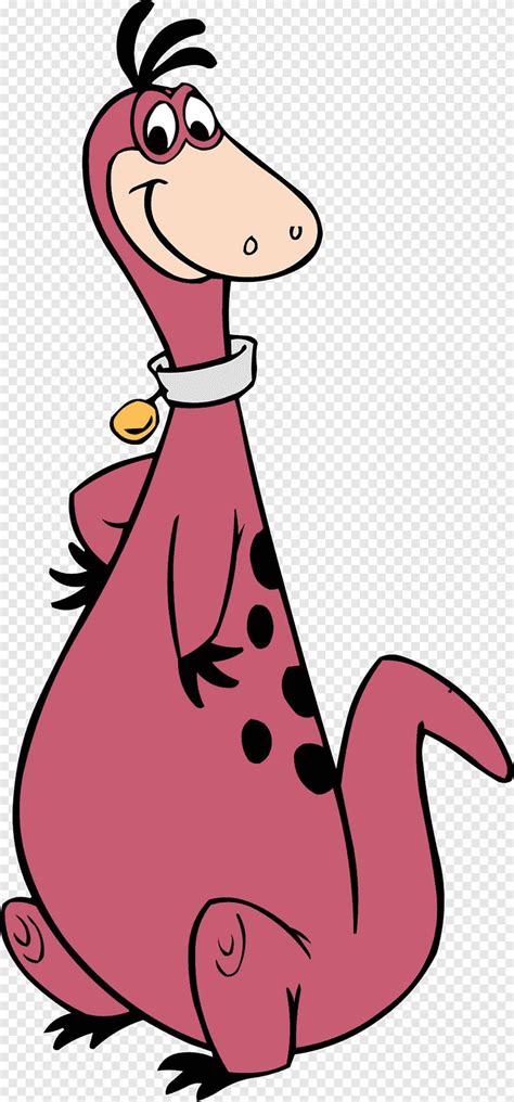 Pink Dinosaur With Black Spots Sitting On The Ground Cartoon Character