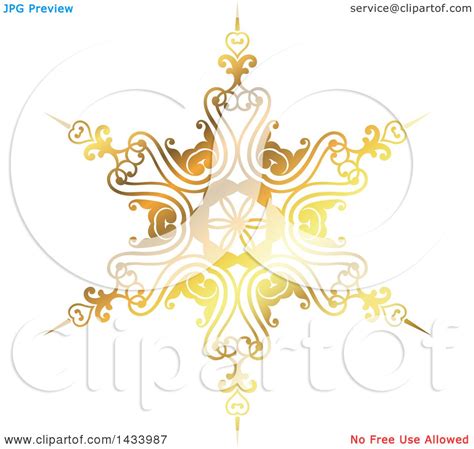 Clipart Of A Beautiful Gradient Golden Snowflake Royalty Free Vector