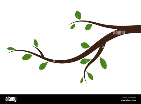 Tree Branch With Green Leaves Vector Illustration Abstract Branch