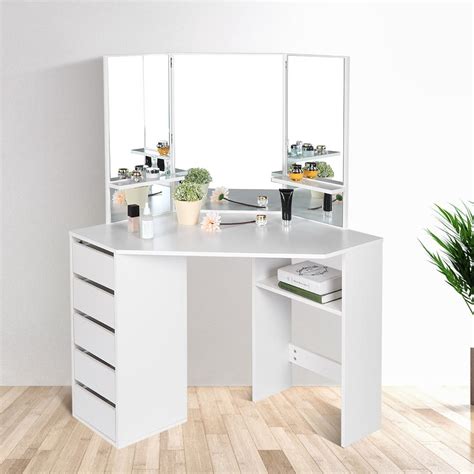 Buy Ebtools Corner Vanity Table Set Cabinet Dressing Table With Three