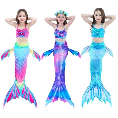 Girls Mermaid Tails Kids Swimsuit Bikini Bathing Suit Beach Cosplay