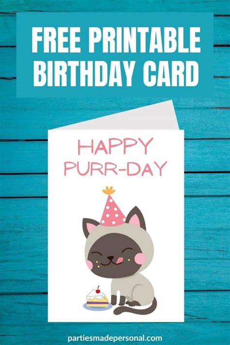 Cat Birthday Card Printable Free Free Printable Templates