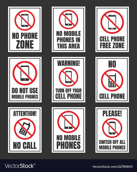 No Cell Phone Sign Mobile Phone Prohibited Vector Image