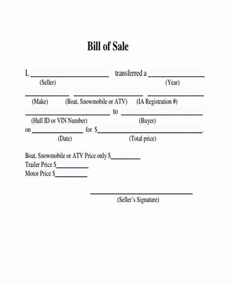 Generic Auto Bill Of Sale Form Free Printable Bill Of Sale Form Form