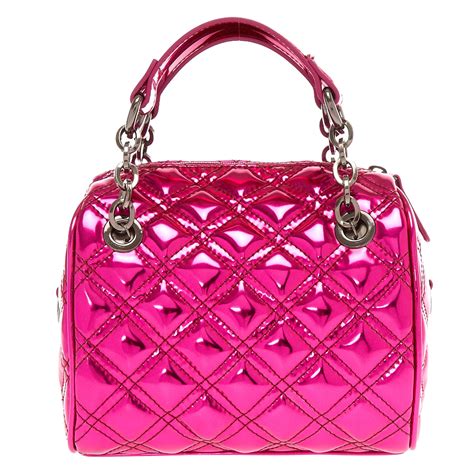 Metallic Pink Quilted Mini Crossbody Duffle Bag Claires Us