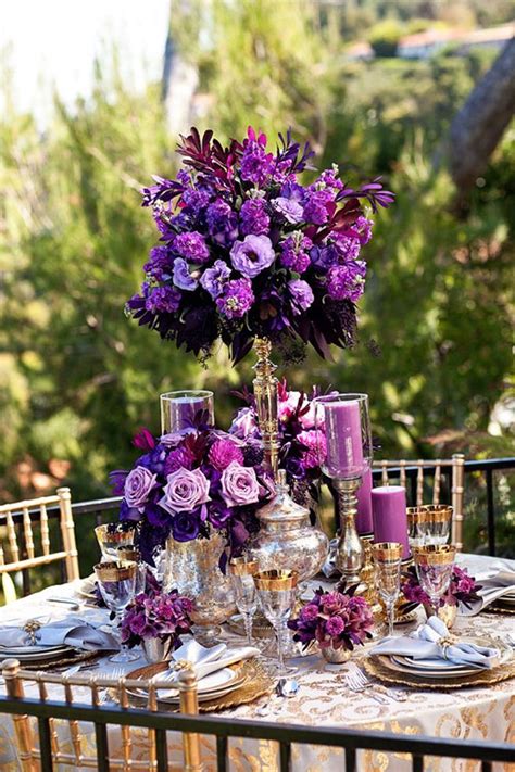 12 Stunning Wedding Centerpieces Part 15 Purple Gold Purple Wedding