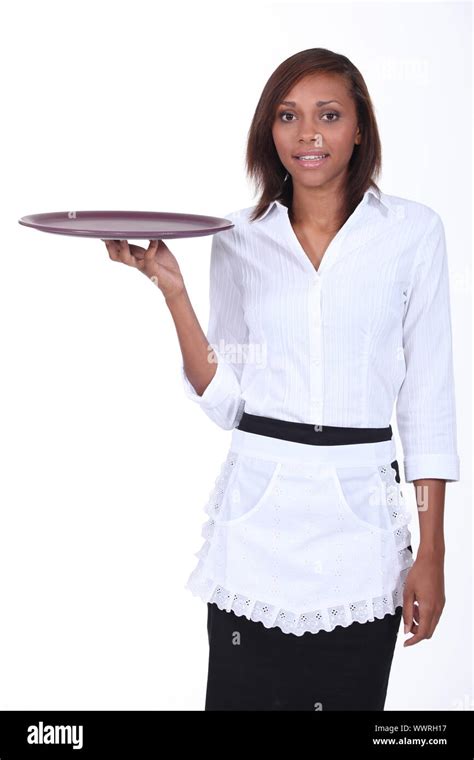 Waitress Holding Empty Tray Stock Photo Alamy