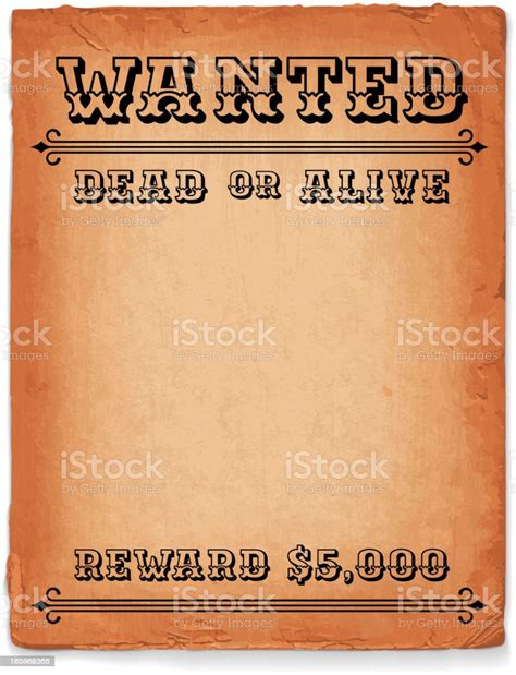 Wild West Wanted Sign Royalty Free Vector Background Stock Illustration