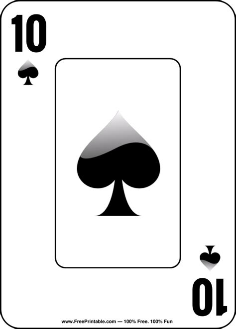 Customize Your Free Printable Ten Of Spades Playing Card