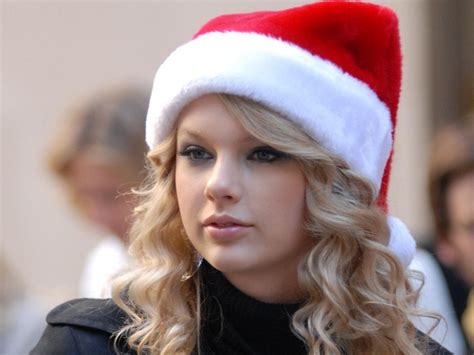 Taylor Swift In Christmas Cap Hd Desktop Wallpaper Widescreen High