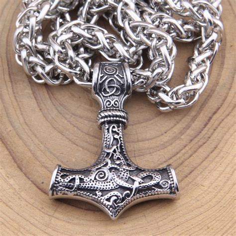 Dropshipping 1pcs Thors Hammer Mjolnir Pendant Necklace Viking Scandinavian Norse Viking