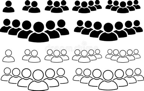 People Line And Flat Icons Set Team Of Workers User Profile Symbol Group Of People Group Of