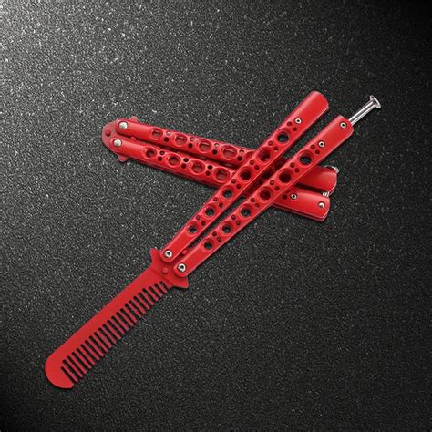 1pc Red Practice Balisong Metal Butterfly Tactical Knife Steel Trainer