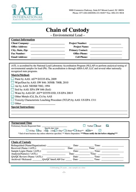 Chain Of Custody Form Printable Printable Word Searches