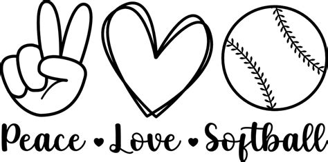Peace Love Softball Tshirt Design For A Softball Fan Free Svg File For Members Svg Heart