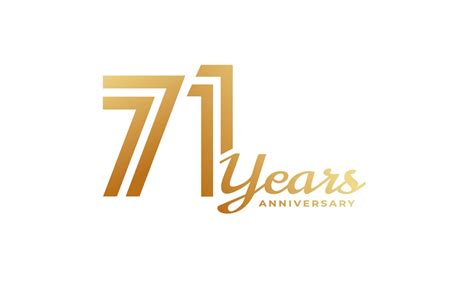 71 Year Anniversary Celebration With Handwriting Golden Color For