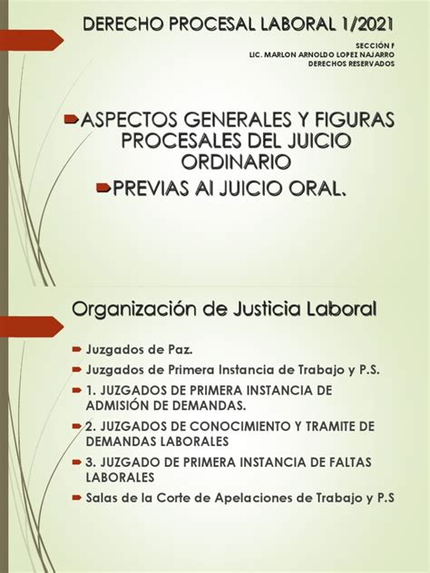 Presentacion Juicio Ordinario Laboral Aspectos Previos Del Juicio Oral