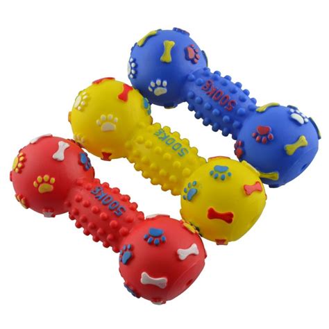 Dogloveit rubber vinyl dumbbell squeaky dog toy, large