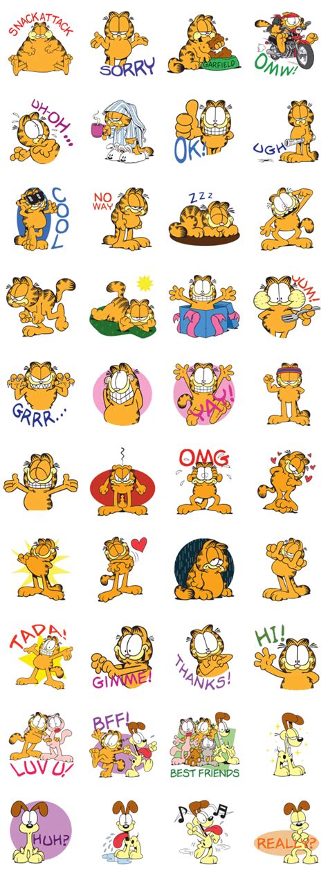 Garfield Line Stickers 猫 イラスト 手書き ガーフィールド イラスト