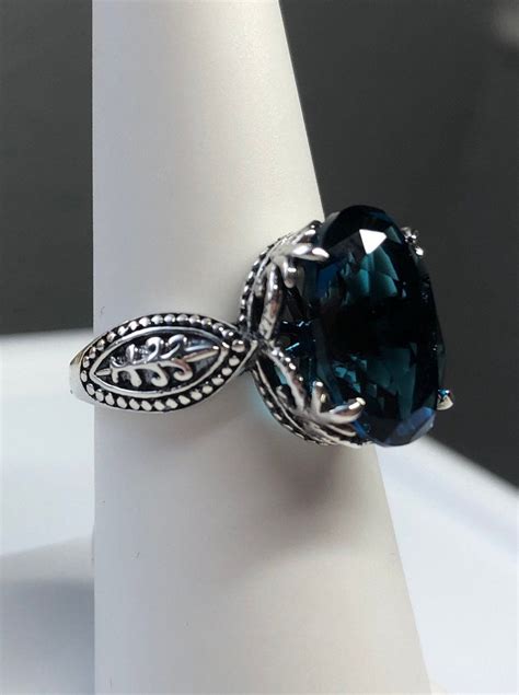 London Topaz Ring Sterling Silver Ct Oval Cut Vibrant Blue Etsy