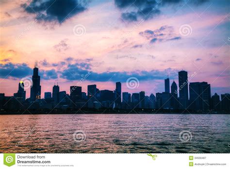 Chicago Downtown Cityscape Stock Image Image Of City 34556487