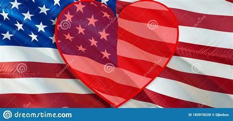 Us Flag Waving In Wind Realistic United States Flag Background 3d