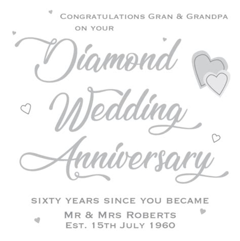Personalised 60th Diamond Wedding Anniversary Card Husband Wife